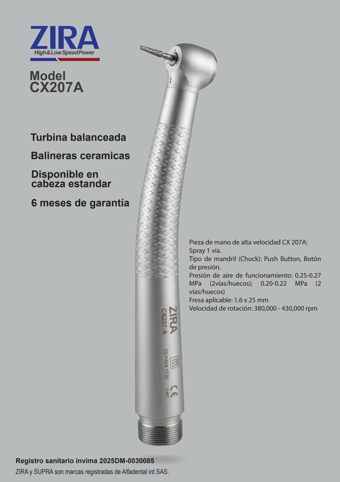 Pieza de mano ZIRA CX207-A